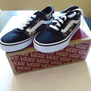 Vans Little Girl USA Size 13 Flowers & Checks Sneakers NIB